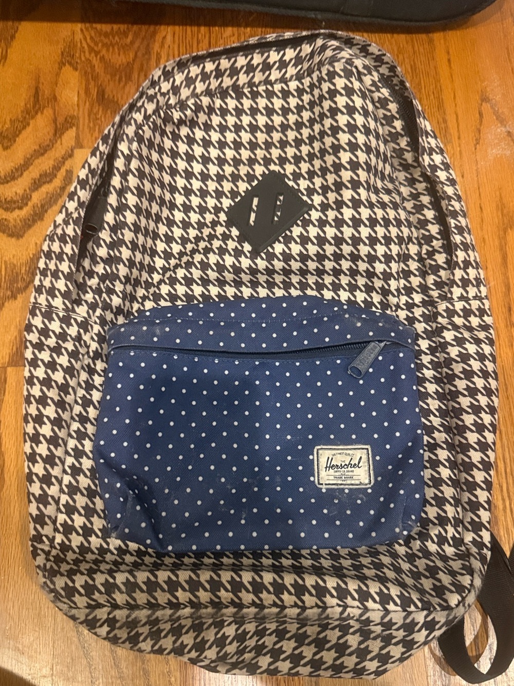 Herschel Supply Co. Houndstooth Backpack with Navy Polka Dot Pocket